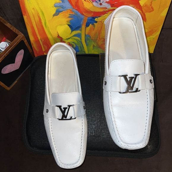 COPY - Authentic Louis Vuitton white leather loafer with silver toned hardwareS… main image 11